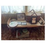 Assorted wall decor and coffee table and other