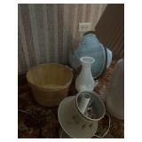 Lamps, globe, bushel basket