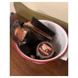 Assorted shoe polish and assorted items