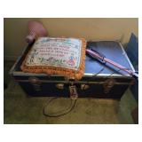 Vintage trunk with assorted items