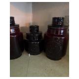 Ruby red glass jars