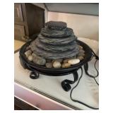 Decorative stacked-slate tabletop water fountain