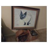 Assorted painting, glass lampshade
