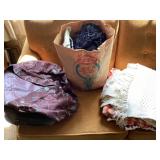Assorted knitting supplies and blankets