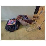 Assorted items including travel bag and cart, etc