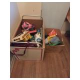 Vintage tote of kids toys