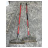 Two garden rakes