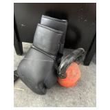 Kettle bell and boxing gloves