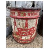 Vintage Pepsi Cola metal can with lid