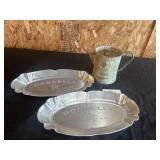 Connella trays and enamel kettle