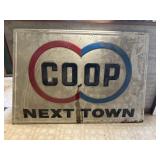 Metal COOP green back sign