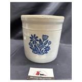 Western stoneware crock with blue flowers