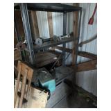 Metal shelf,  misc, wooden Dollieï¿½s
