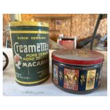 Vintage advertising tin cans