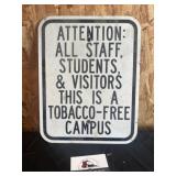 Metal tobacco free sign