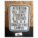 Metal tobacco free sign