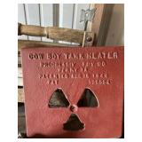 Cowboy tank water heater metal plate