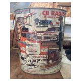 Vintage metal CB lingo garbage can