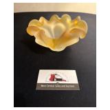Vintage ruffled satin glass dish