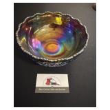 Iridescent carnival glass bowl