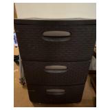 Plastic three drawer organizer with contents