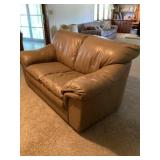 Leather style loveseat
