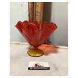 LE Smith, vintage Amarena glass footed pedestal