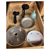 Coffee, pots, and pie pans, bring box