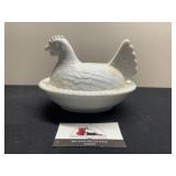 Milk Glass Hen on Nest