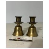 Brass bell candlestick holders