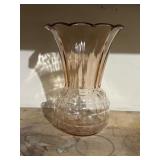 Pink depression glass vase