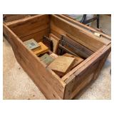 Crate of photography plates and misc