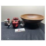 Wood Bowl and misc trinkets