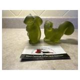 Green satin glass squirrels