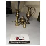 Brass bud vases and incense holder