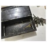 Metal box with misc vintage keys