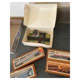 Vintage TYCO train cars and display