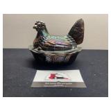 Fenton Carnival Glass Hen on A Nest