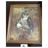 MCM framed owl art