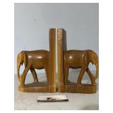 Wooden elephant bookends