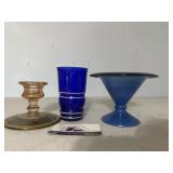 Glass bowl , cup, and candle holder