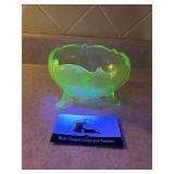 Uranium footed glass dish
