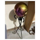 Gazing ball on metal stand