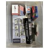 Tote of playing cards and misc