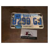 Iowa license motorcycle plate