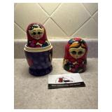 Vintage wooden oriental nesting dolls