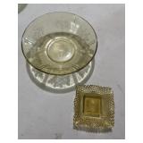 Yellow depression bowl and ash tray