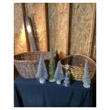 Large wicker baskets of home decor