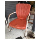 Metal red lawn chair