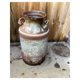 Marigold metal milk can approximately 24 inches